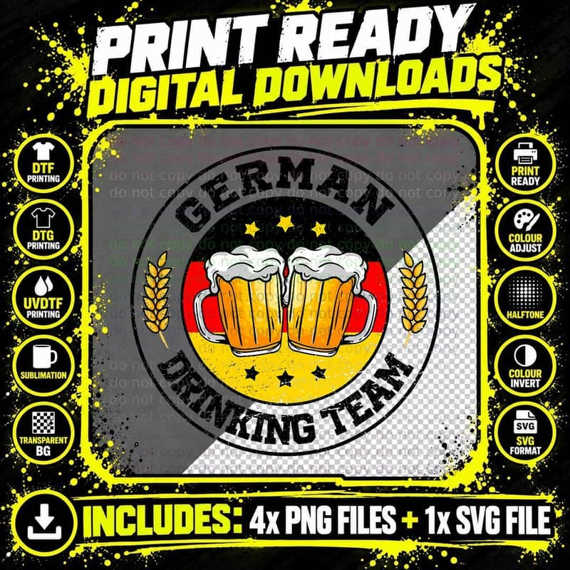 German Drinking Team Vintage Germany Flag Oktoberfest Png SVG Digital Bundle