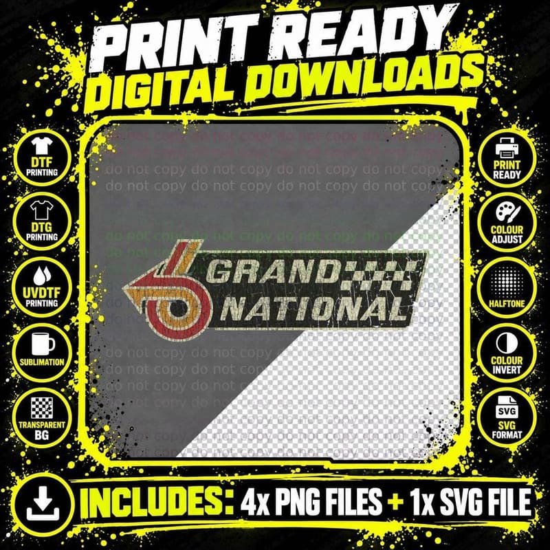 Grand National T-Shirt, Vintage Car Print Png SVG Digital Bundle