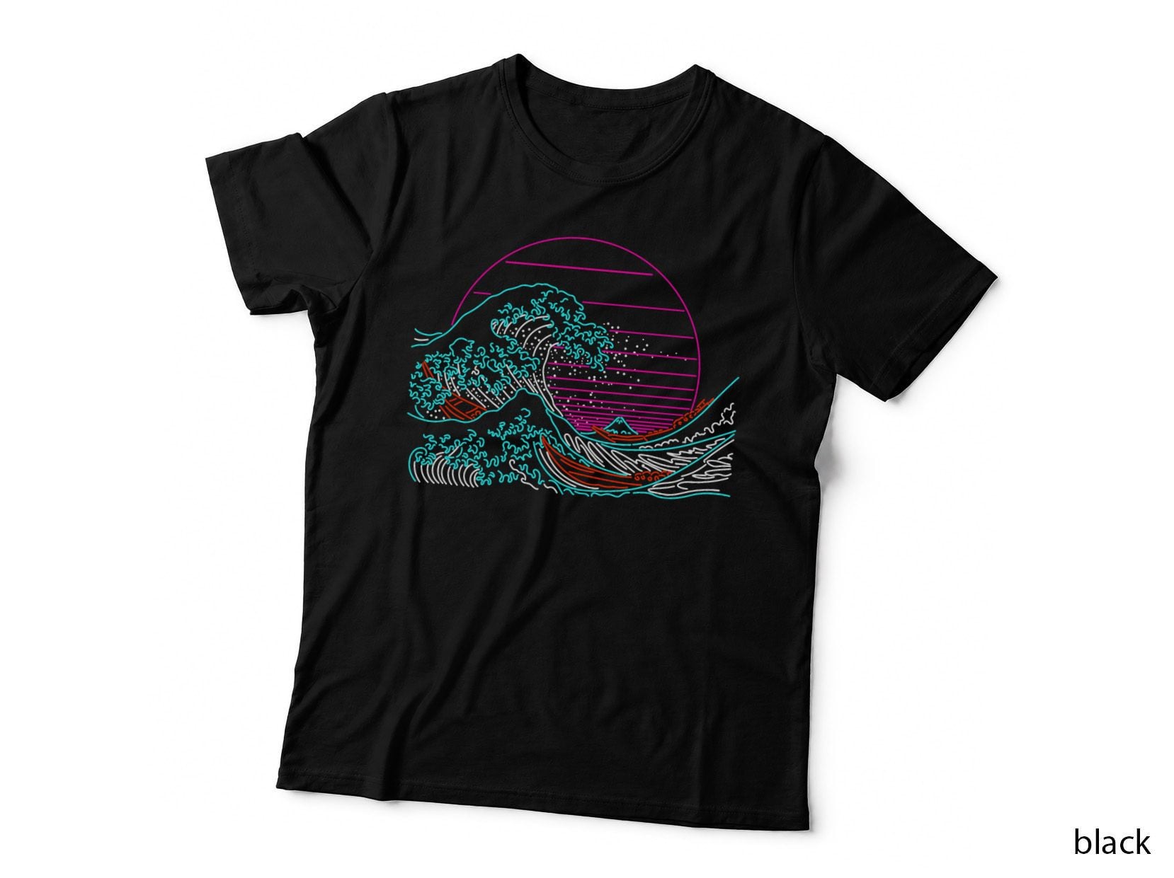 Great Neon Wave - Great Wave off Kanagawa - Vintage - Retrowave - 80S T-Shirt