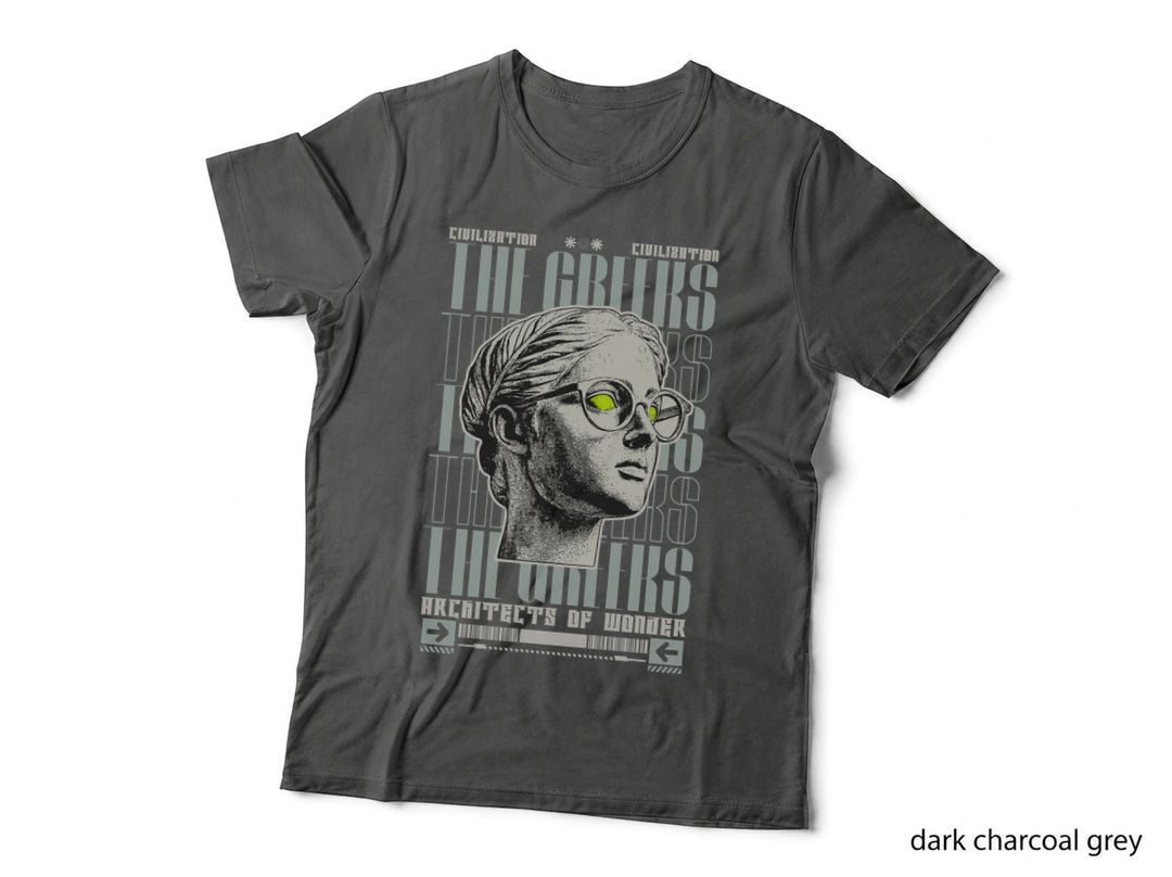 Greek Marble Bust with Neon Green Glasses, Stipple Art, Retro Urban T-Shirt