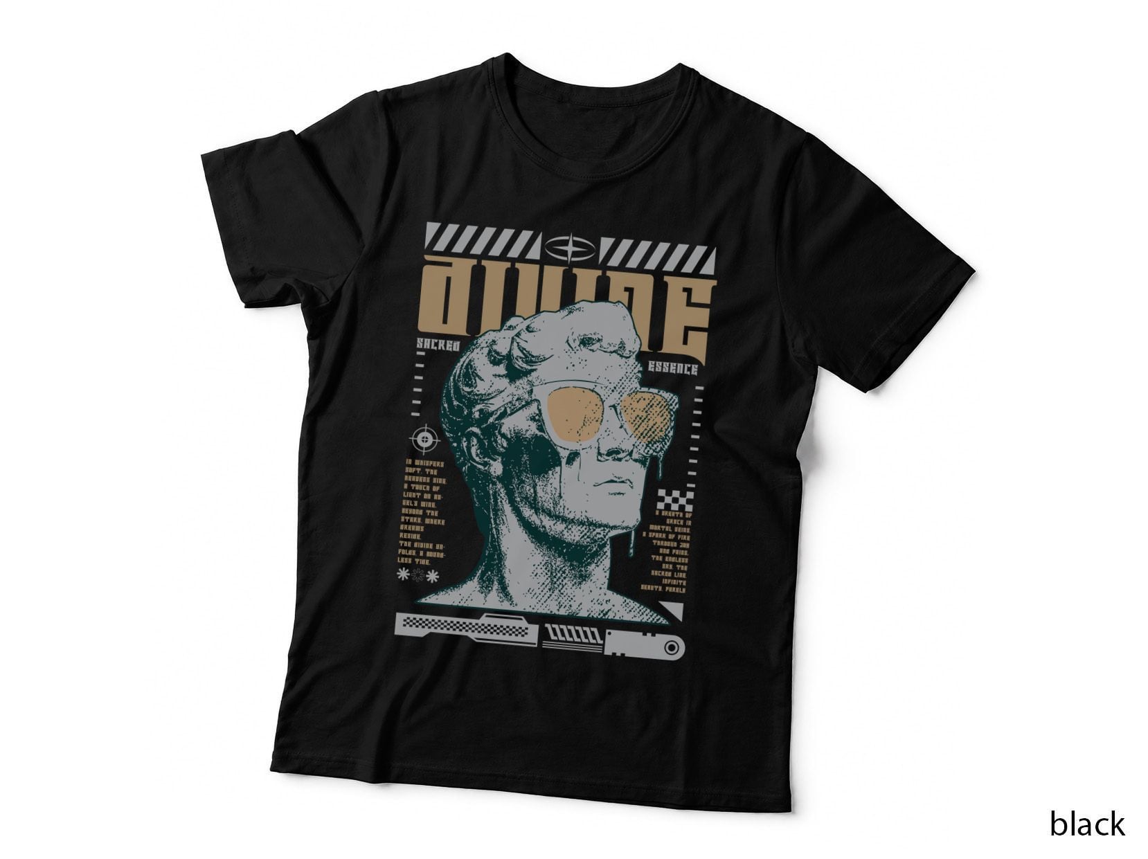 Greek Statue Sunglasses T-Shirt, Engraved Marble Head, Retro Urban Art