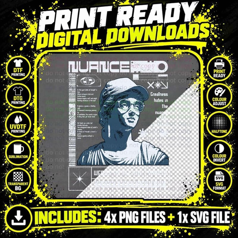 Greek Statue Wearing Cap and Shades T-Shirt Png SVG Digital Bundle