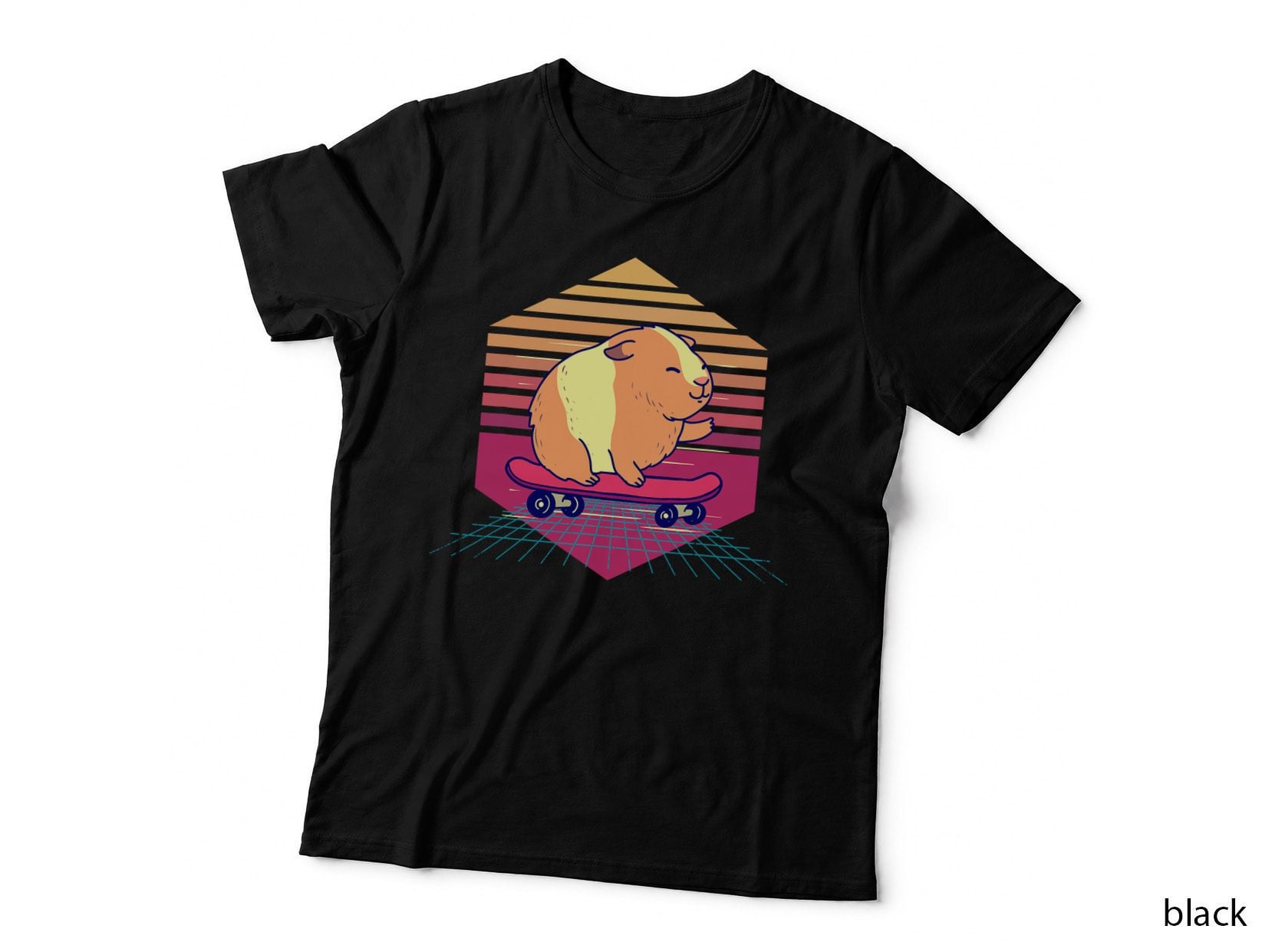 Guinea Pig Riding Skateboard Vintage T-Shirt