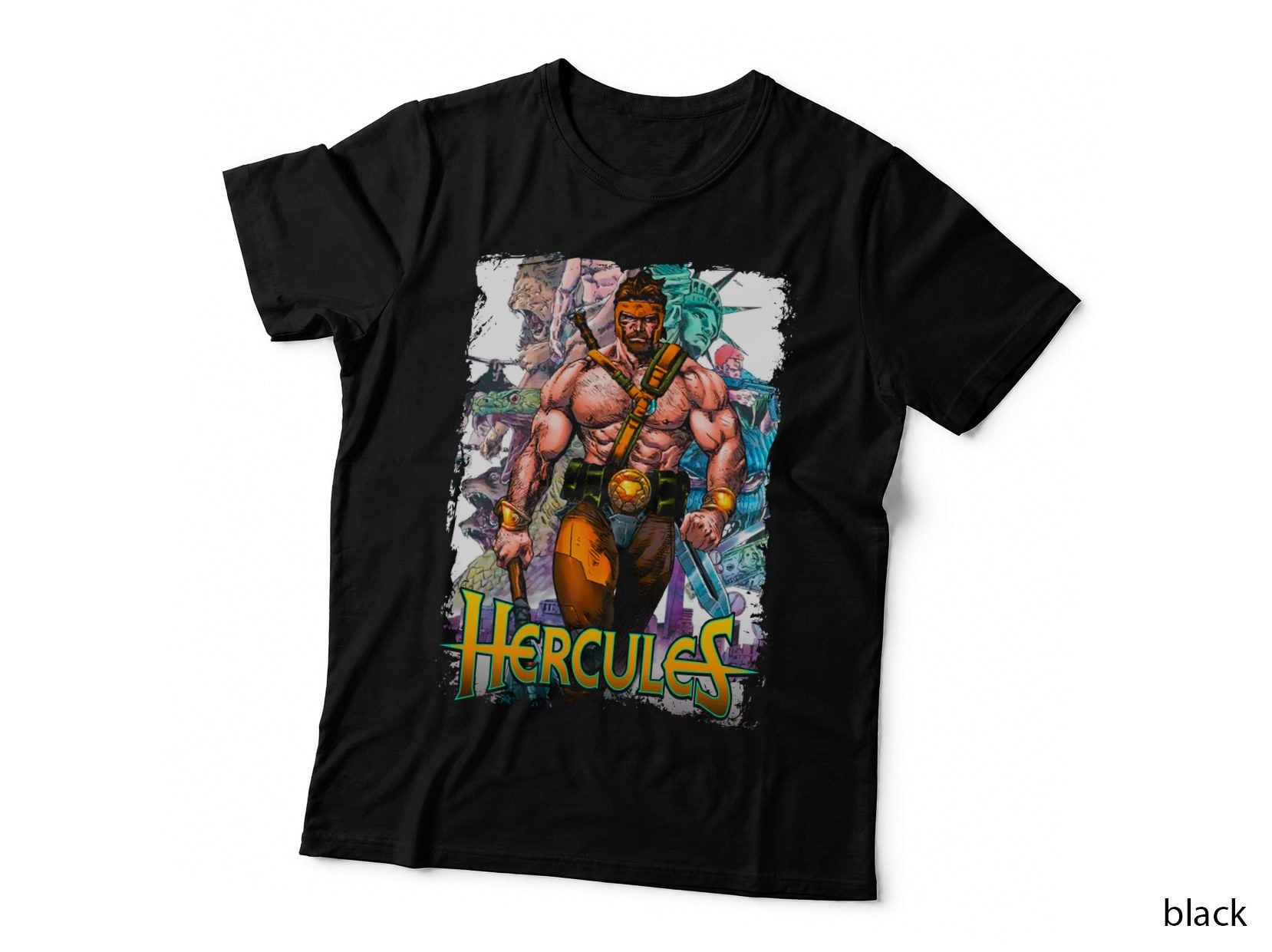 Hercules Muscular Hero with Trident, Retro Comic Art T-Shirt