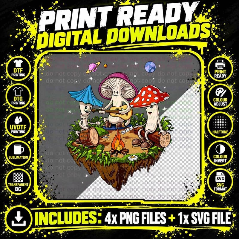 Hippie Magic Mushroom Classic T-Shirt Png SVG Digital Bundle