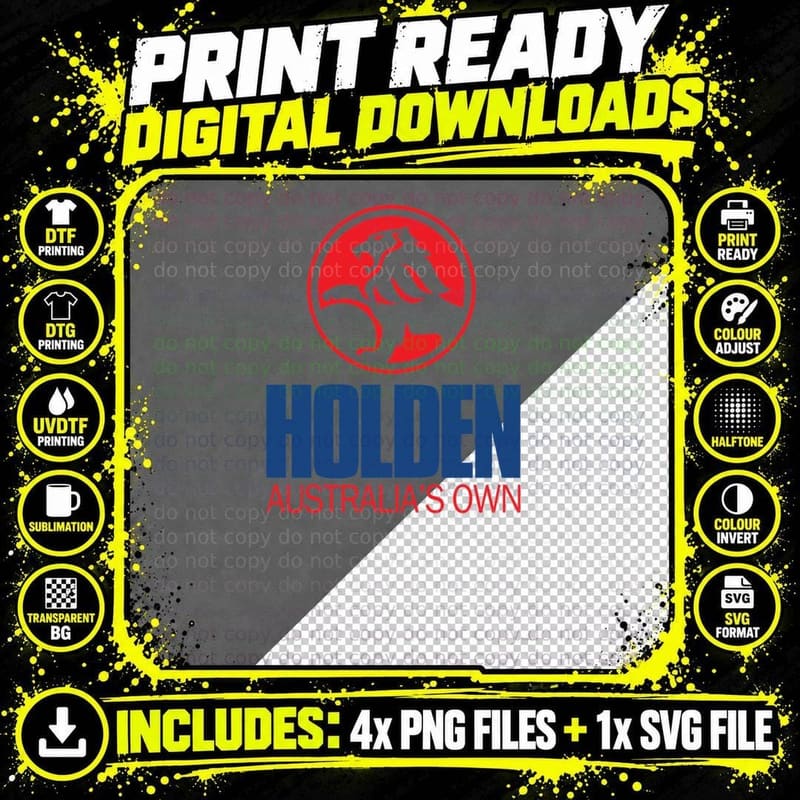 Holden Australia's Own T-Shirt, Classic Car Brand Png SVG Digital Bundle