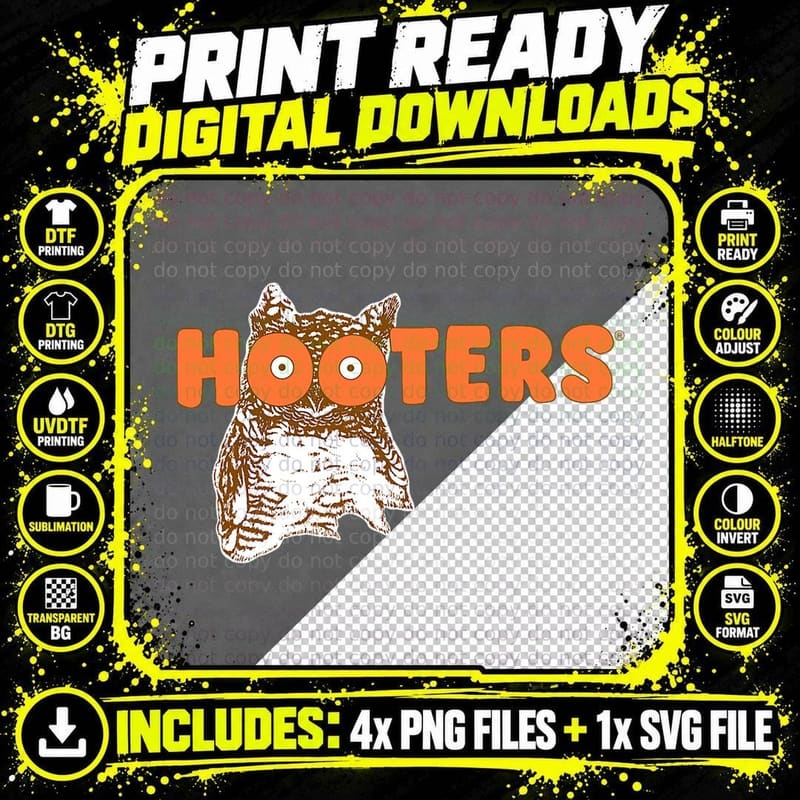 Hooters Retro Logo T-Shirt Png SVG Digital Bundle