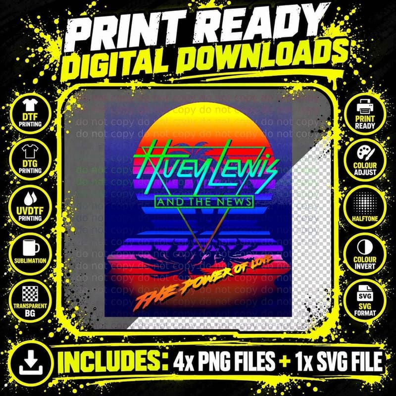 Huey Lewis and the News T-Shirt, Retro 80s Music Lover Png SVG Digital Bundle