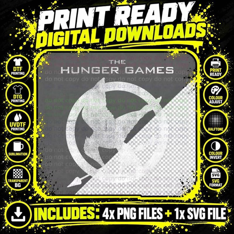 Hunger Games Mockingjay T-Shirt, Distressed Pin Logo Png SVG Digital Bundle