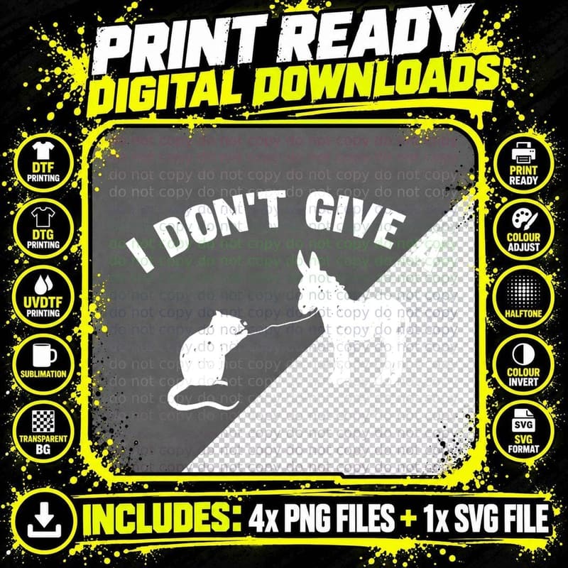 I Don't Give a Rats Ass Distressed T-Shirt Png SVG Digital Bundle
