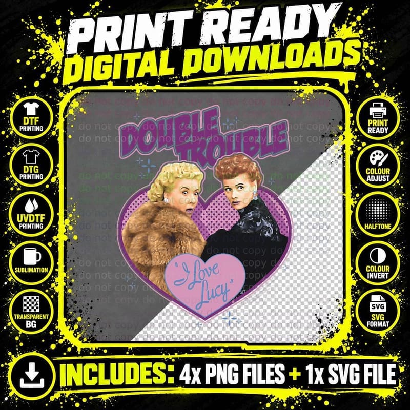 I Love Lucy Double Trouble T-Shirt Png SVG Digital Bundle