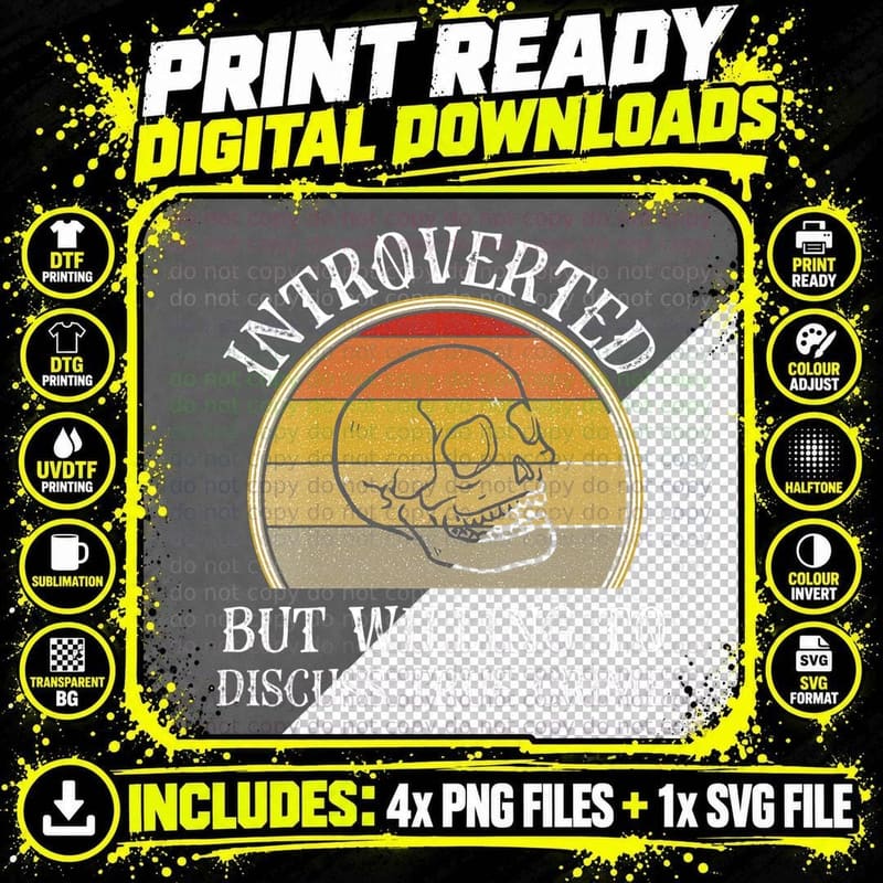 Introverted but Willing to Discuss True Crimes Retro Png SVG Digital Bundle