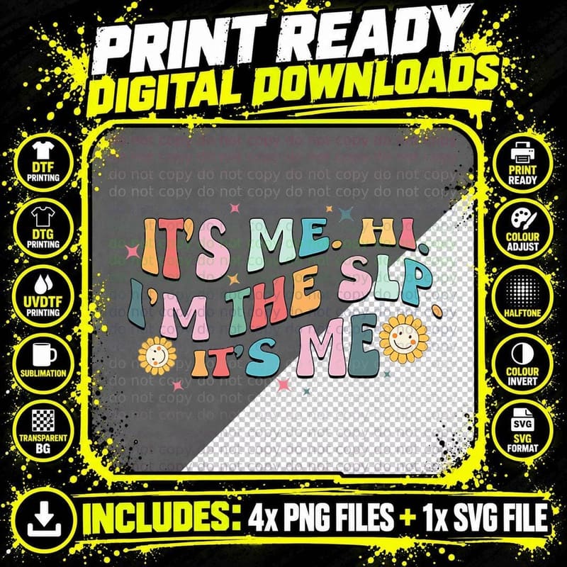 It's Me Hi I'm the SLP Speech Language Pathologist Retro Png SVG Digital Bundle