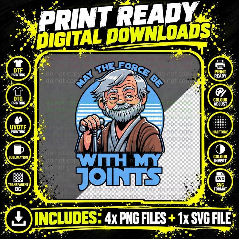 Jedi Master T-Shirt, Retro 80s Style Tee, Gift For Png SVG Digital Bundle