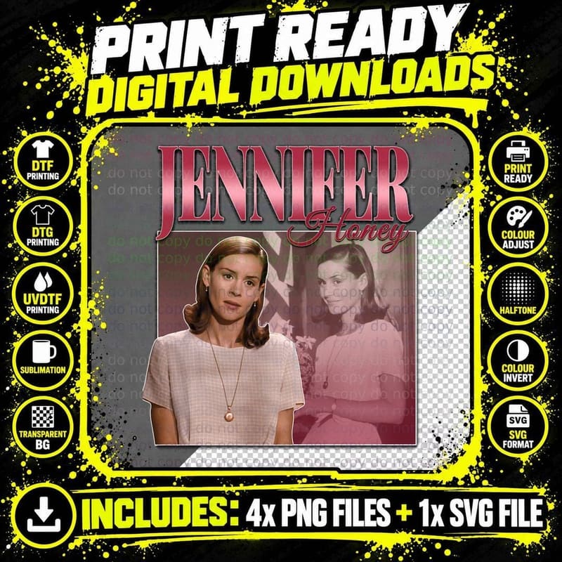 Jennifer Honey T-Shirt, Retro 80s Style, Nostalgia Vibes Png SVG Digital Bundle