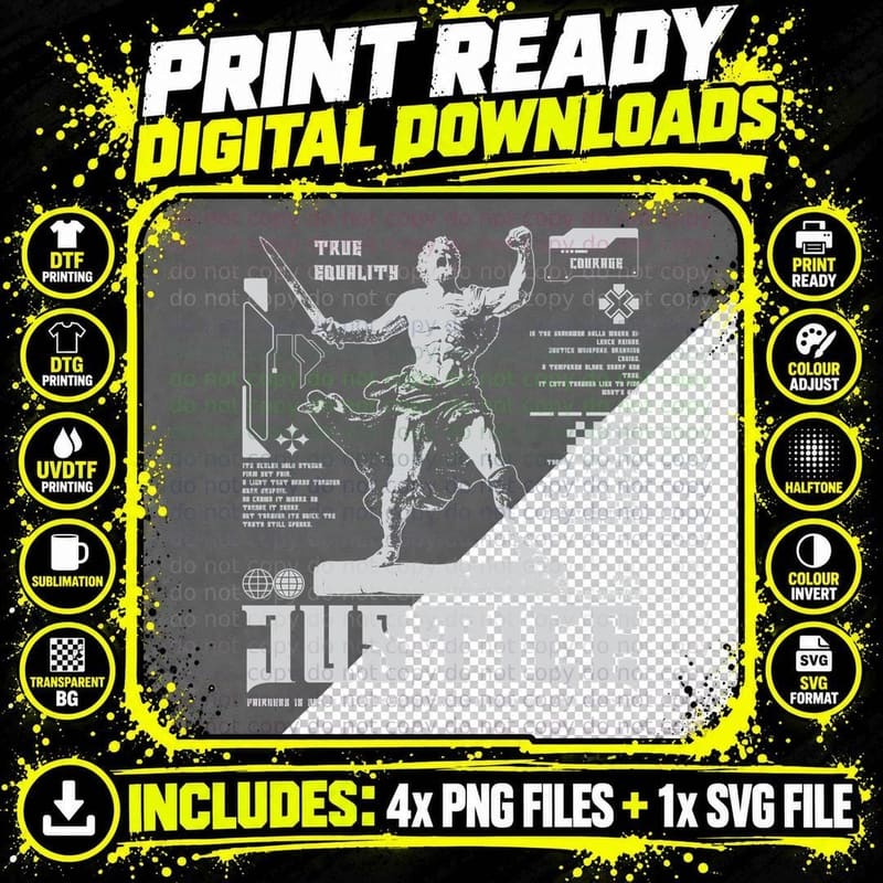 Justice Retro Urban Streetwear T-Shirt Png SVG Digital Bundle