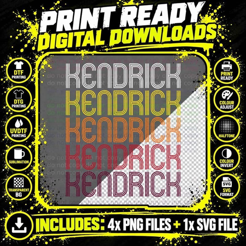 Kendrick Retro Wordmark Pattern - Vintage Style T-Shirt Png SVG Digital Bundle