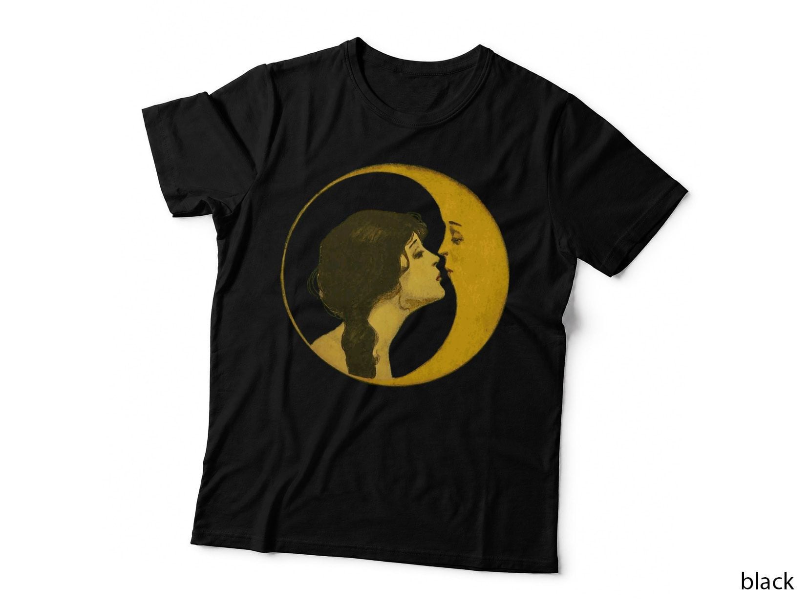 Kiss the Man on the Moon Vintage Art Celestial Gift T-Shirt