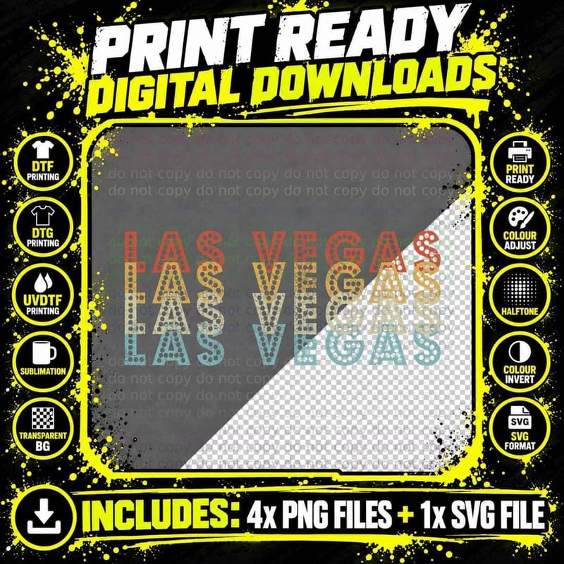 Las Vegas Nevada Vintage Retro 70S 80S Souvenir Gift Png SVG Digital Bundle