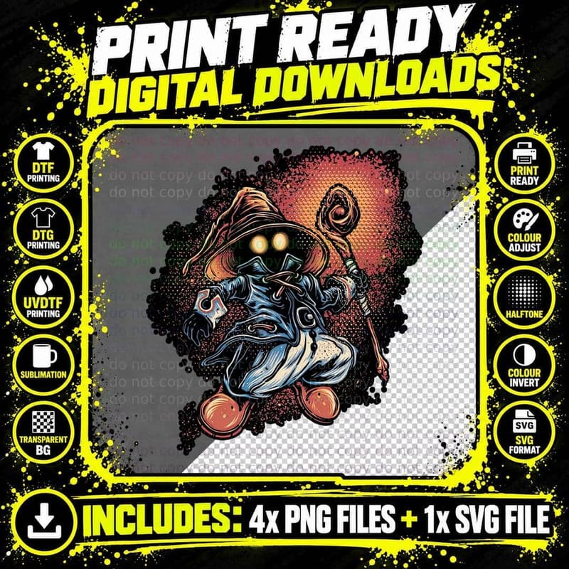 Legend of the Black Mage T-Shirt, Retro Fantasy Tee Png SVG Digital Bundle