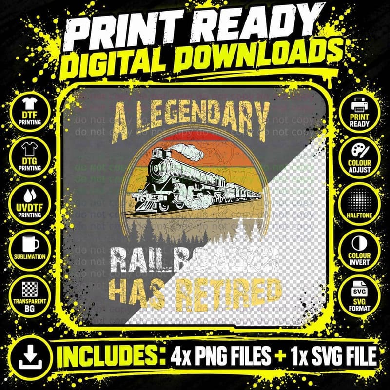 Legendary Railroader Retirement T-Shirt, Vintage Gift Png SVG Digital Bundle