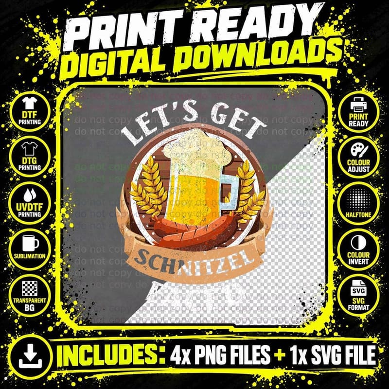 Let's Get Schnitzel Faced German Vintage Germany Png SVG Digital Bundle