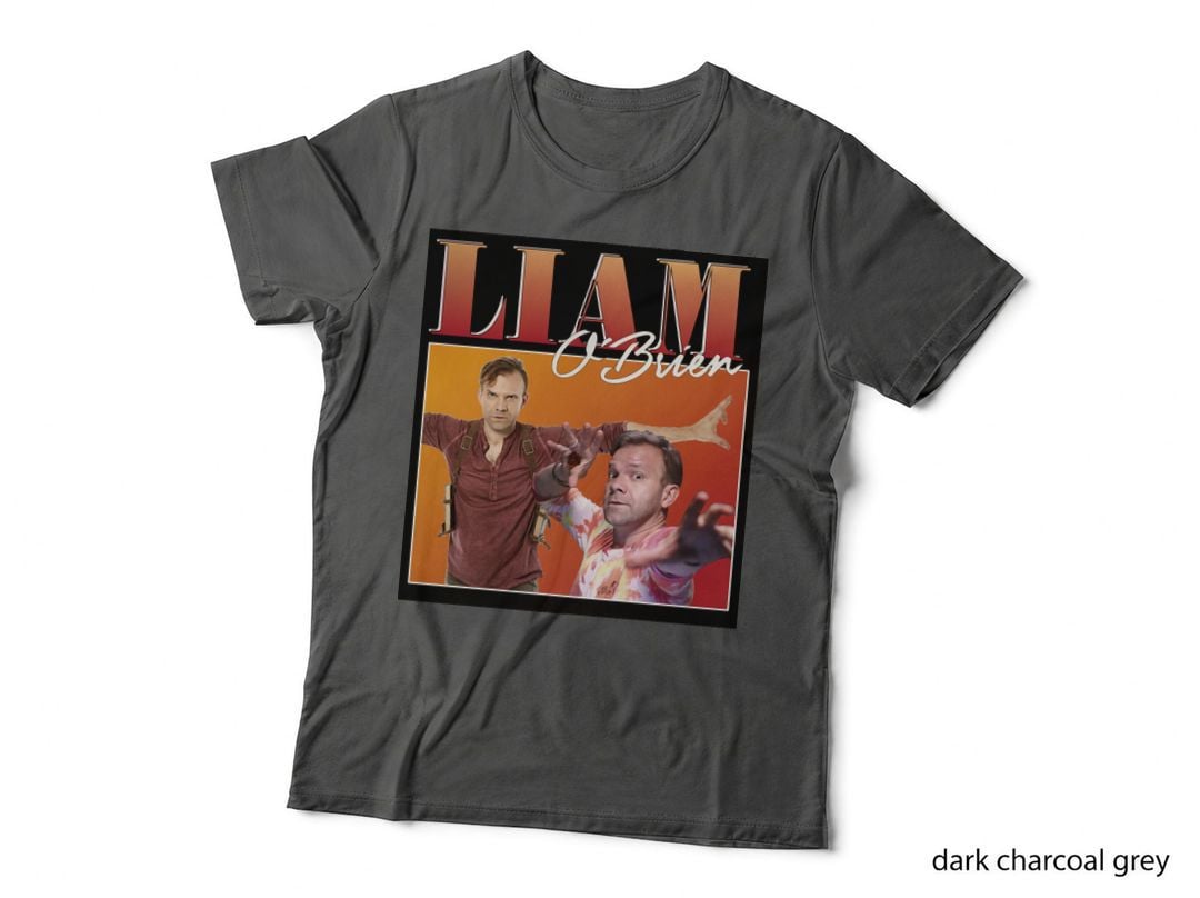 Liam O'brien Retro Homage Dual Pose Orange Background T-Shirt