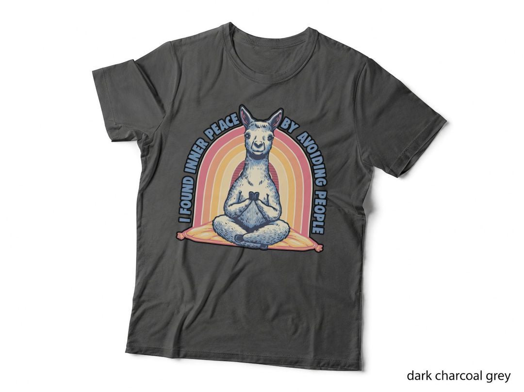 Llama Meditating T-Shirt, Retro Rainbow Aesthetic Tee, Gift for Animal Lovers