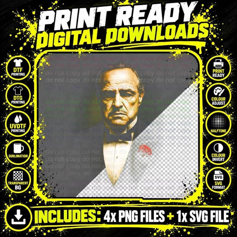 Mafia Boss Portrait T-Shirt, Gangster Print Png SVG Digital Bundle