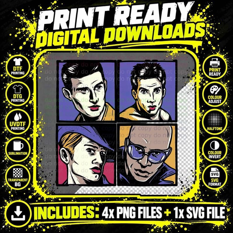Male Models Pop Art T-Shirt, Retro Pop Art Tee Png SVG Digital Bundle