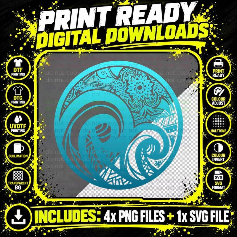 Maori Ocean Polynesian New Zealand Culture Tattoo Png SVG Digital Bundle