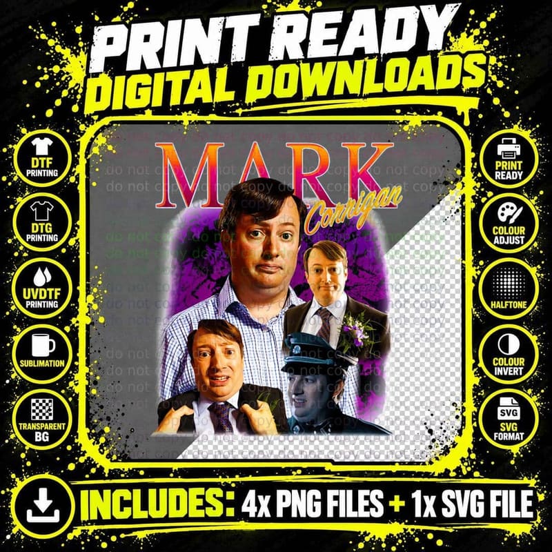 Mark Corrigan Peep Show Retro 90S Four-Photo Collage Png SVG Digital Bundle
