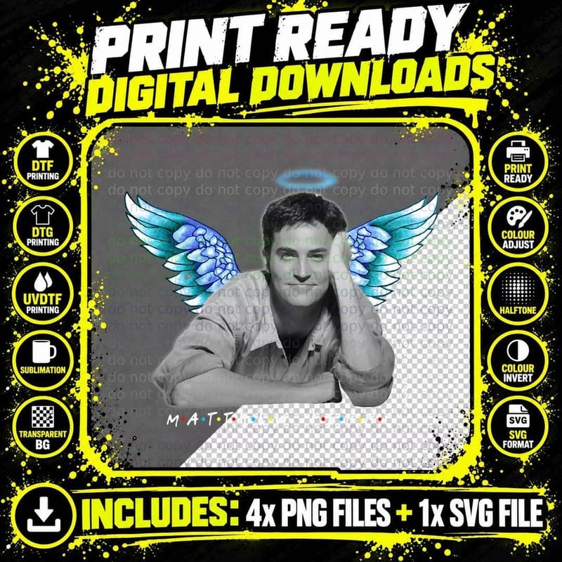 Matthew Perry Angel Wings T-Shirt, Vintage Retro Png SVG Digital Bundle