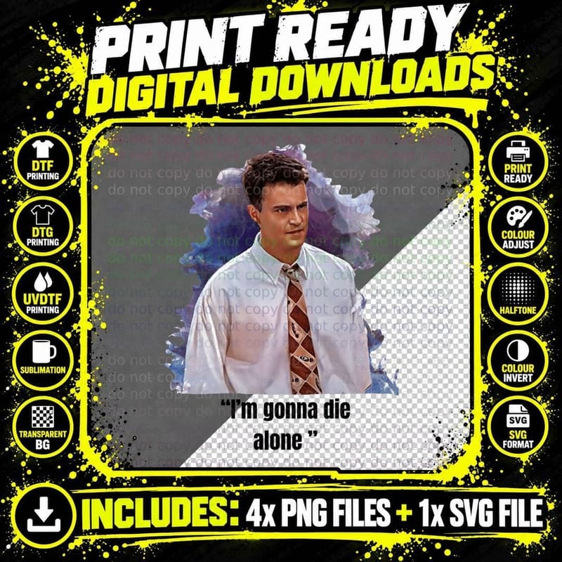 Matthew Perry Classic T-Shirt, 90s TV Icon Png SVG Digital Bundle