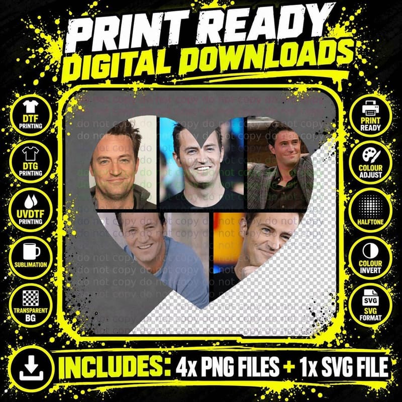Matthew Perry Classic T-Shirt, Comedy Icon, 90s Nostalgia Png SVG Digital Bundle