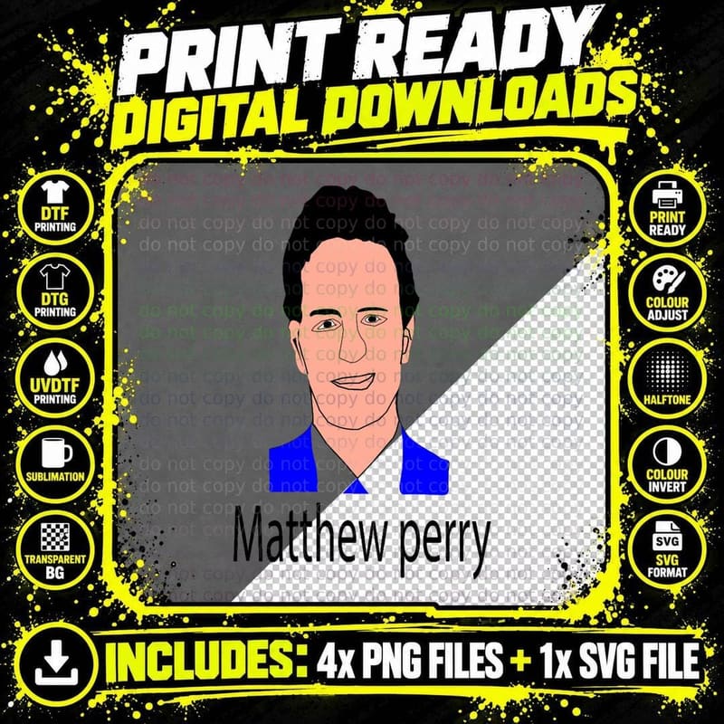 Matthew Perry Classic T-Shirt, Retro 90s TV Icon Png SVG Digital Bundle