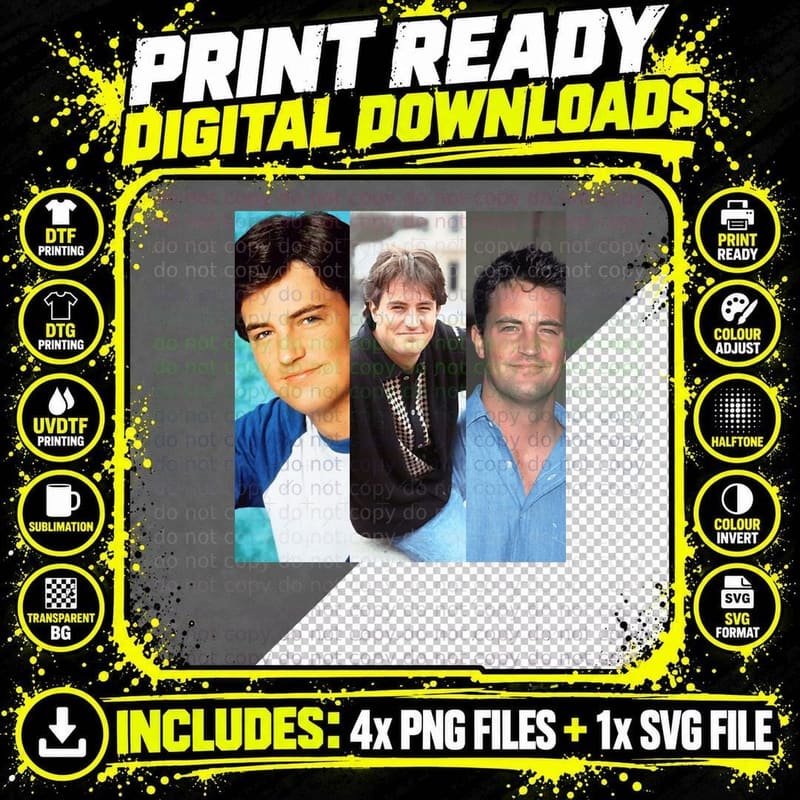 Matthew Perry Collage T-Shirt, Celebrity Throwback Png SVG Digital Bundle