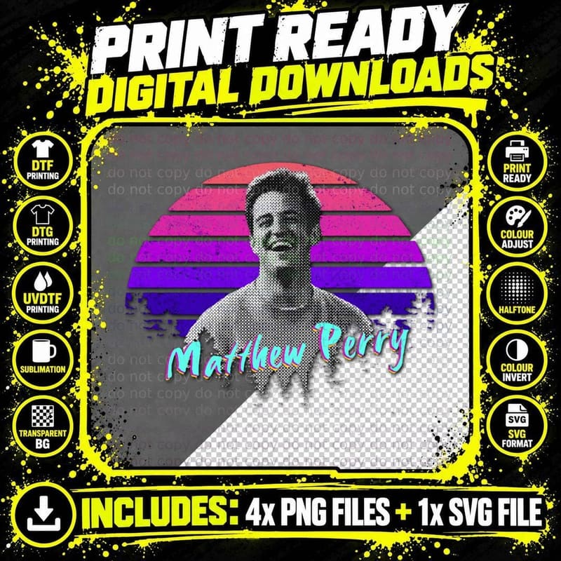 Matthew Perry Friends Ross and Rachel Culture Vintage Png SVG Digital Bundle