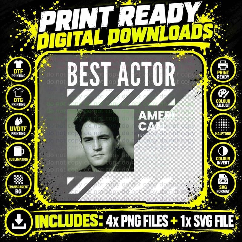 Matthew Perry Friends T-Shirt, Actor Tribute Png SVG Digital Bundle