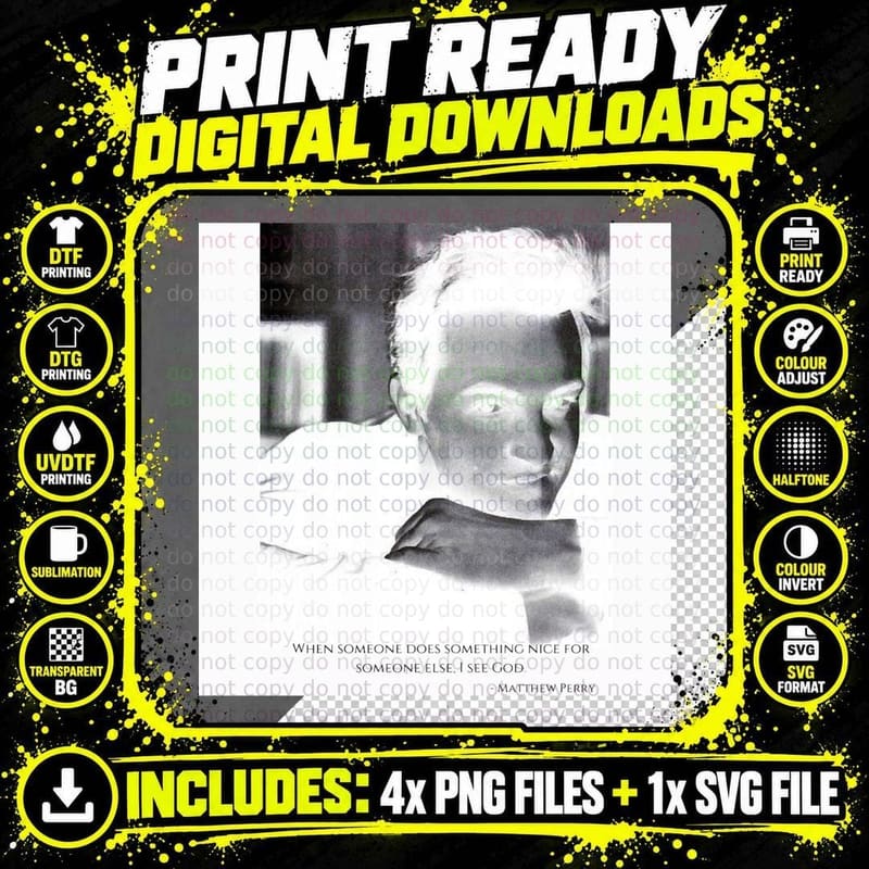 Matthew Perry Memorial T-Shirt, Tribute to Icon Png SVG Digital Bundle