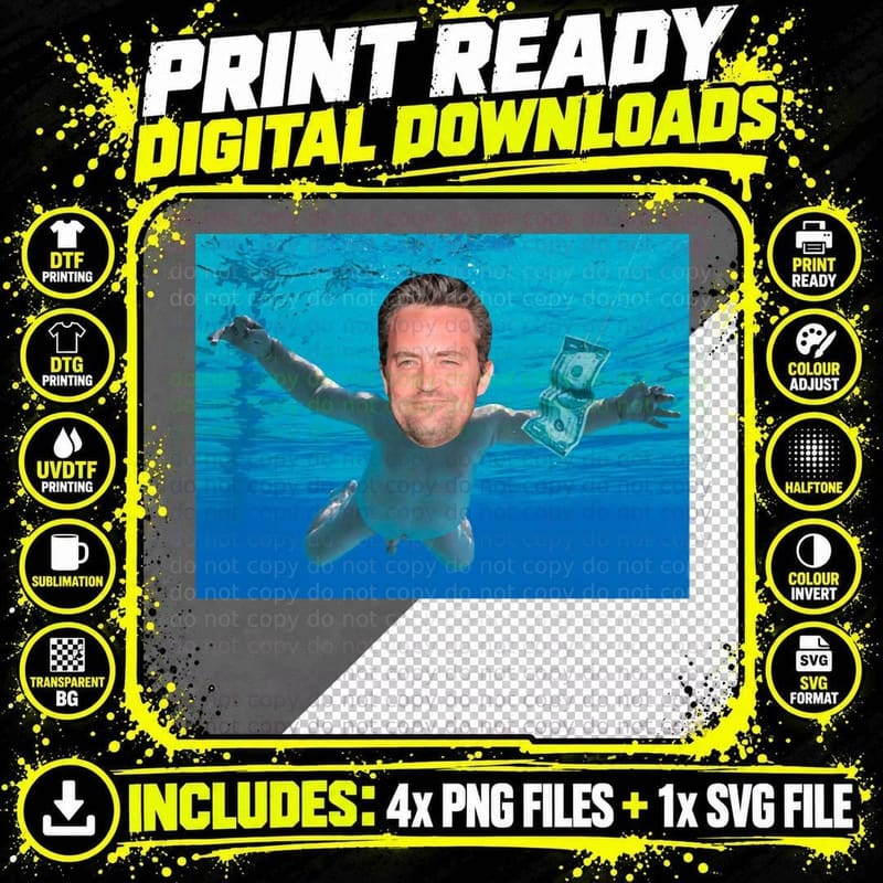 Matthew Perry Nevermind Classic T-Shirt, Nostalgia Png SVG Digital Bundle