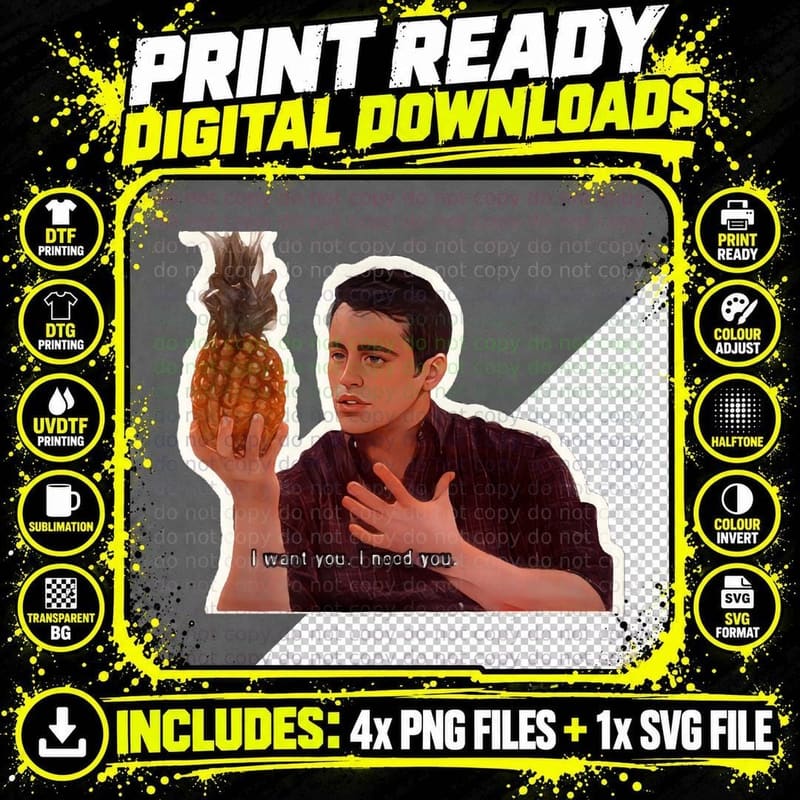 Matthew Perry Pineapple T-Shirt, Pop Culture Icon Png SVG Digital Bundle