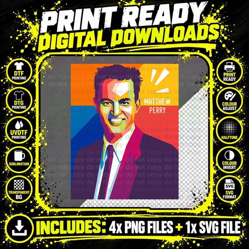 Matthew Perry Pop Art T-Shirt, Retro Pop Culture Png SVG Digital Bundle