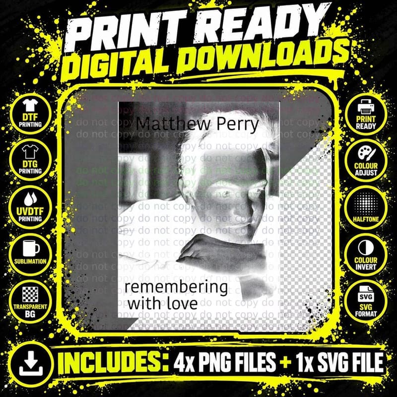 Matthew Perry Remembering T-Shirt, Celebrity Tribute Png SVG Digital Bundle