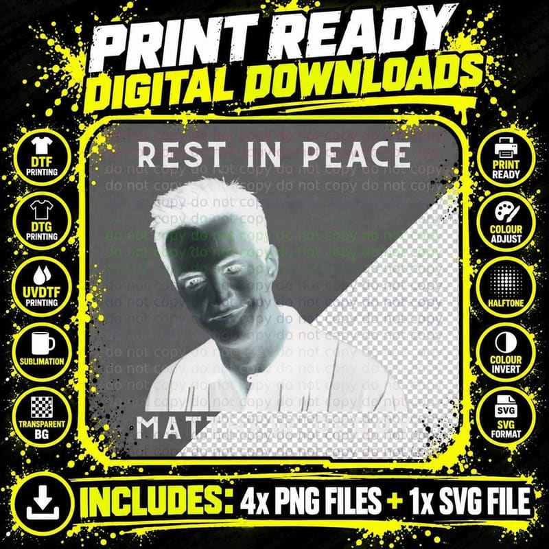 Matthew Perry Rip T-Shirt, Memorial Tribute Png SVG Digital Bundle