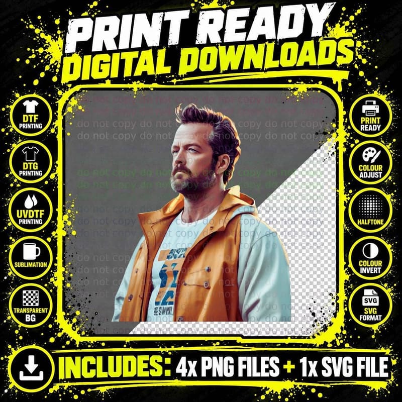 Matthew Perry T-Shirt, 90s TV Icon, Retro 80s Style Png SVG Digital Bundle
