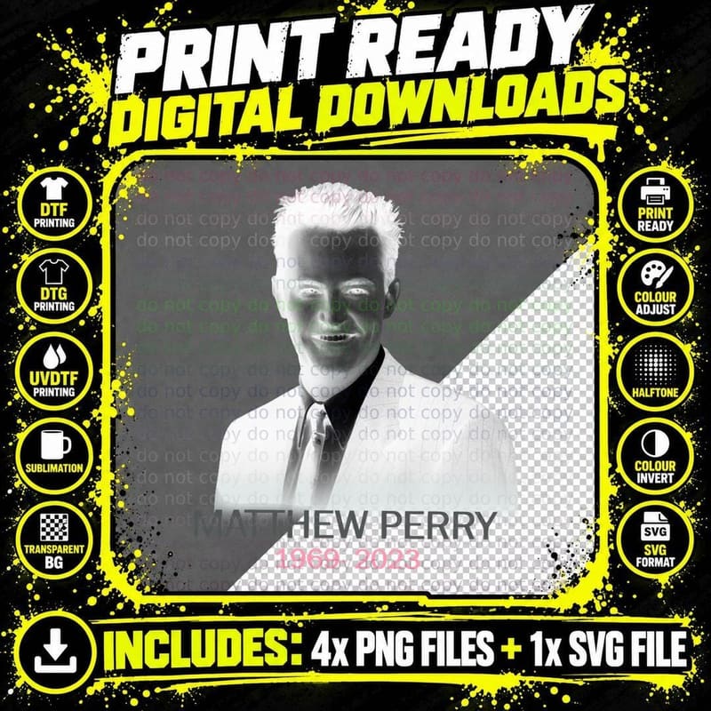 Matthew Perry T-Shirt, Classic Actor Style Png SVG Digital Bundle