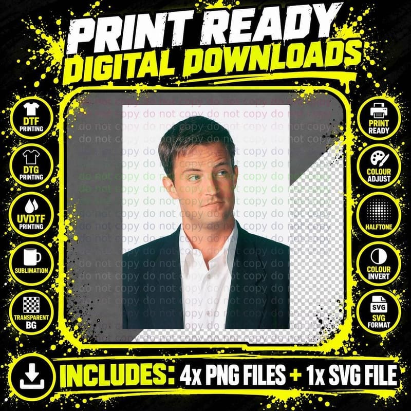 Matthew Perry T-Shirt, Classic Actor Style Png SVG Digital Bundle