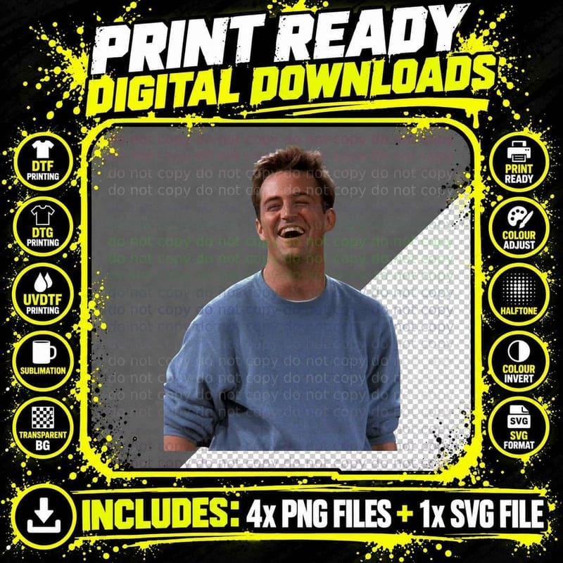 Matthew Perry T-Shirt, Comedy Icon, 90s TV Fan Gift Png SVG Digital Bundle