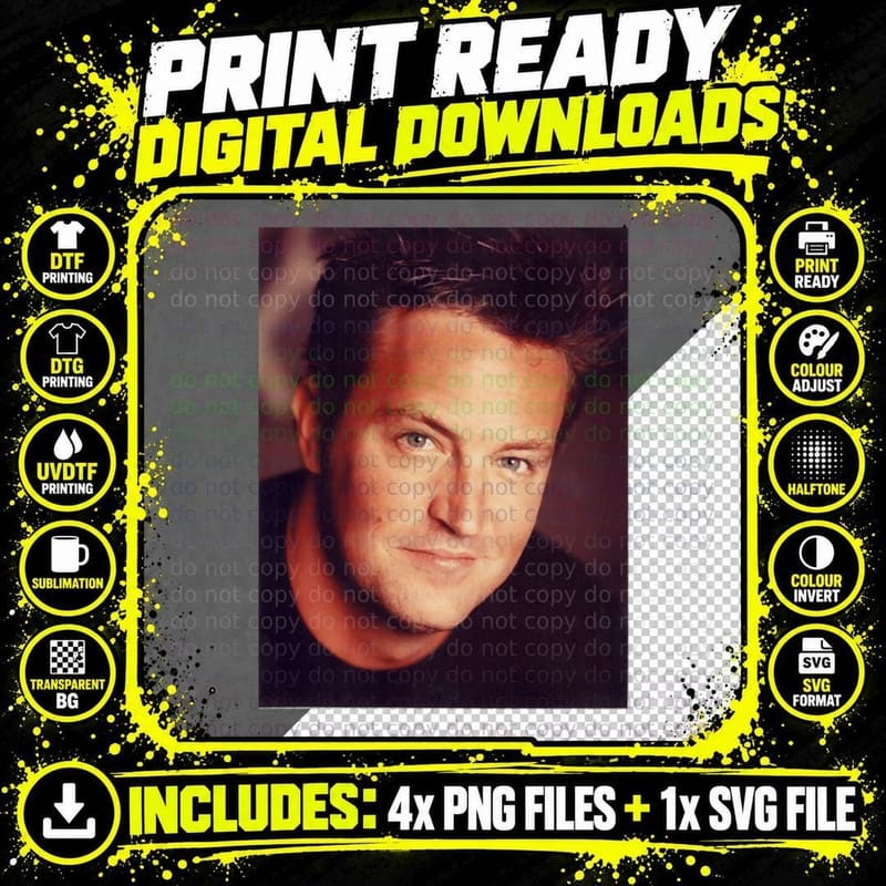 Matthew Perry T-Shirt, Comedy Icon, 90s TV Fan Png SVG Digital Bundle